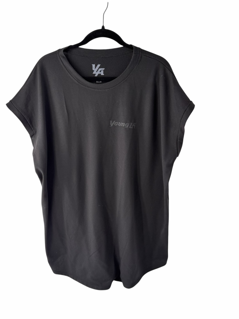 YoungLA Men’s Black Relaxed Crew Short Sleeve Casual Tee Size L